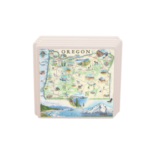 Oregon Map Ceramic Coaster-image