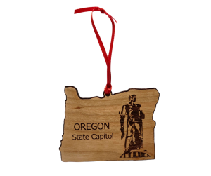 Oregon Pioneer Statue Wood Ornament-image