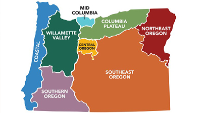 Map of Agricultural Districts in Oregon