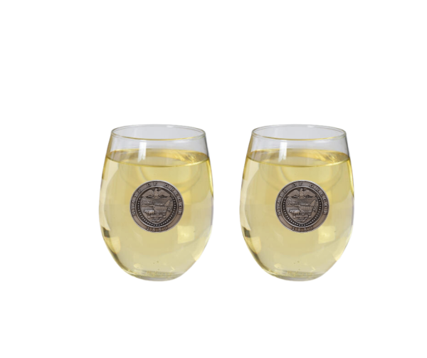 Oregon State Seal Stemless Wine Glasses (Set of 2)