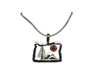 Oregon Sunstone Necklace with Mountain and Tree Pendant-image