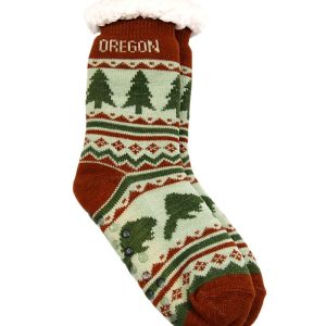 Oregon Slipper Socks Beaver Pattern-Adult